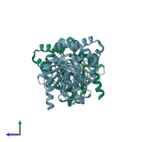 PDB entry 5c8x coloured by chain, side view.