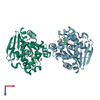 PDB entry 5c8z coloured by chain, top view.