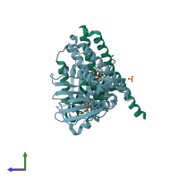 PDB entry 5c93 coloured by chain, side view.