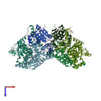 PDB entry 5c9g coloured by chain, top view.