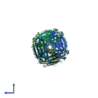 PDB entry 5c9k coloured by chain, side view.
