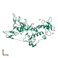 PDB entry 5c9v coloured by chain, front view.