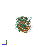 PDB entry 5c9z coloured by chain, side view.