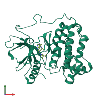 PDB entry 5cal coloured by chain, front view.