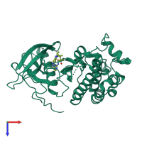 PDB entry 5cao coloured by chain, top view.