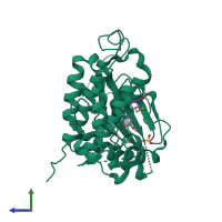 PDB entry 5cas coloured by chain, side view.