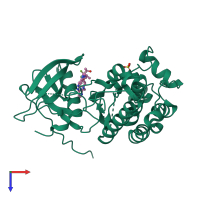 PDB entry 5cas coloured by chain, top view.