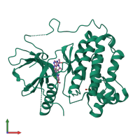 PDB entry 5cau coloured by chain, front view.