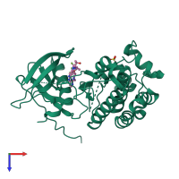 PDB entry 5cau coloured by chain, top view.