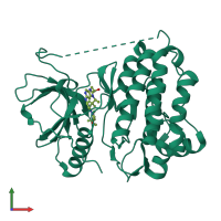 PDB entry 5cav coloured by chain, front view.