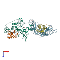 PDB entry 5caw coloured by chain, top view.