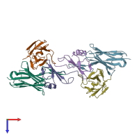 PDB entry 5cbe coloured by chain, top view.