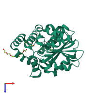 PDB entry 5cbk coloured by chain, top view.