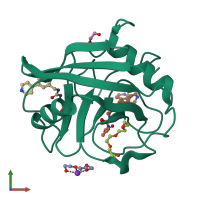 PDB entry 5cbu coloured by chain, front view.