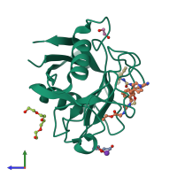 PDB entry 5cbu coloured by chain, side view.