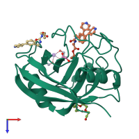 PDB entry 5cbu coloured by chain, top view.