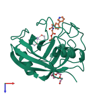 PDB entry 5cbv coloured by chain, top view.