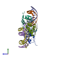 PDB entry 5cc1 coloured by chain, side view.