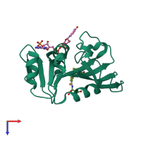 PDB entry 5ccc coloured by chain, top view.
