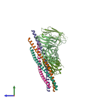 PDB entry 5cci coloured by chain, side view.