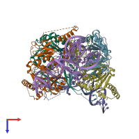 PDB entry 5cd1 coloured by chain, top view.