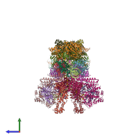PDB entry 5cd4 coloured by chain, side view.