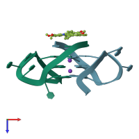 PDB entry 5cdb coloured by chain, top view.