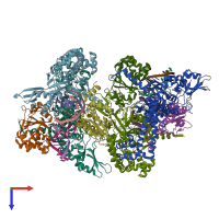PDB entry 5cdn coloured by chain, top view.