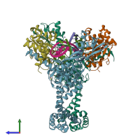 PDB entry 5cdr coloured by chain, side view.