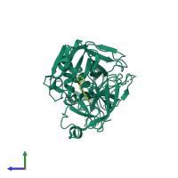 PDB entry 5ce1 coloured by chain, side view.