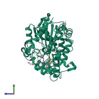 PDB entry 5ce5 coloured by chain, side view.