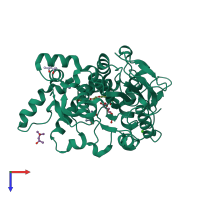 PDB entry 5ce5 coloured by chain, top view.