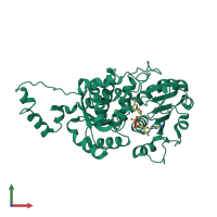 PDB entry 5cee coloured by chain, front view.