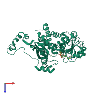 PDB entry 5cee coloured by chain, top view.