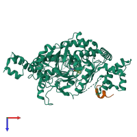 PDB entry 5ceh coloured by chain, top view.