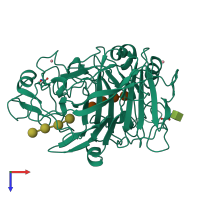 PDB entry 5cel coloured by chain, top view.