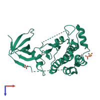 PDB entry 5cem coloured by chain, top view.