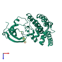 PDB entry 5ceo coloured by chain, top view.