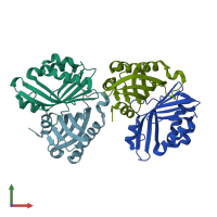 PDB entry 5cf2 coloured by chain, front view.