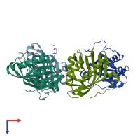 PDB entry 5cf2 coloured by chain, top view.
