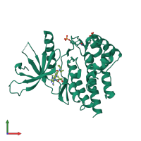 Monomeric assembly 1 of PDB entry 5cf6 coloured by chemically distinct molecules, front view.