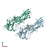 PDB entry 5cfa coloured by chain, front view.