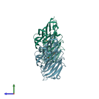 PDB entry 5cfa coloured by chain, side view.