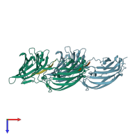 PDB entry 5cfa coloured by chain, top view.