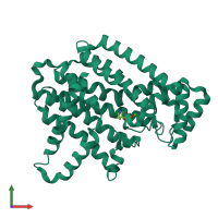 PDB entry 5cg5 coloured by chain, front view.