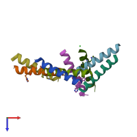 PDB entry 5cgn coloured by chain, top view.