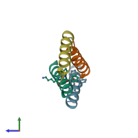 PDB entry 5cgo coloured by chain, side view.