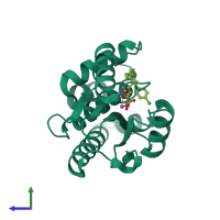 PDB entry 5cgv coloured by chain, side view.