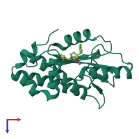 PDB entry 5cgv coloured by chain, top view.