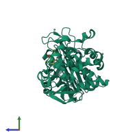 PDB entry 5cgx coloured by chain, side view.